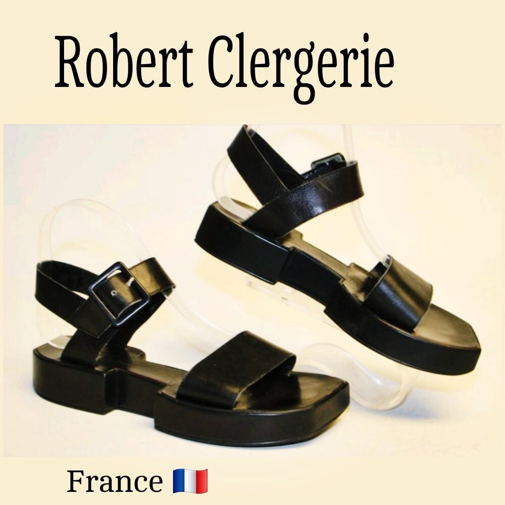 Robert Clergerie France Leather Square Sandal Platform Shoes 7.5 EXCELLENT 👌 - Picture 8 of 8